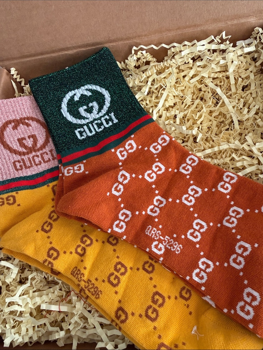 Woman’s Orange/Green & yellow /pink Logo Crew Socks